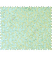 Aqua blue green Self design small embossed continuous leaf on stripe textured base fabric main curtain